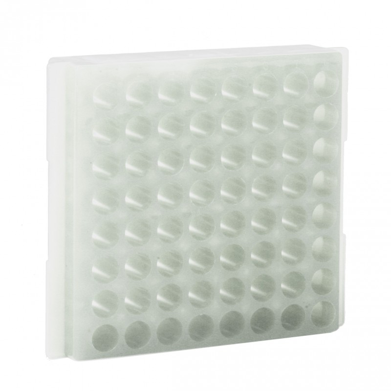 Bio Plas 64-Well Reversible Microtube Rack, Fits 0.5, 1.5, 2.0mL Tubes, Clear
