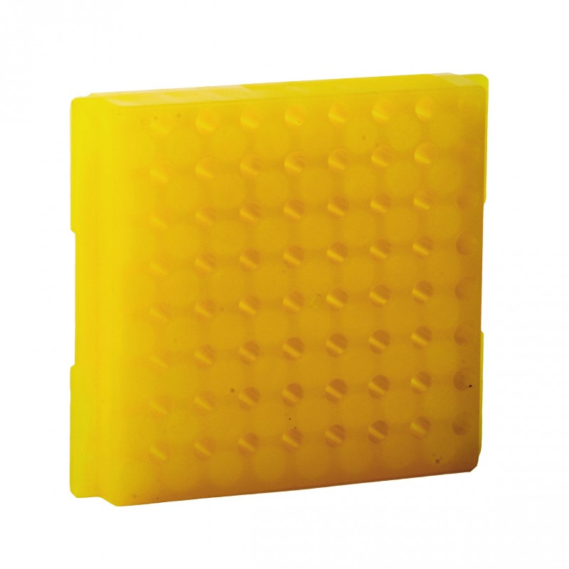 0086 Bio Plas 64-Well Reversible Microtube Rack, Fits 0.5, 1.5, 2.0mL Tubes, Yellow