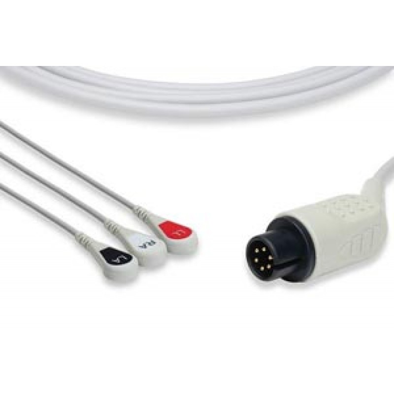 Cables and Sensors C2345S0 Direct-Connect ECG Cable, 3 Leads Snap, Mindray > Datascope Compatible w/ OEM: CB-72316R, 0131-00-0079, 0012-00-1054-02 (DROP SHIP ONLY) (Freight Terms are Prepaid & Added to Invoice - Contact Vendor for Specifics)