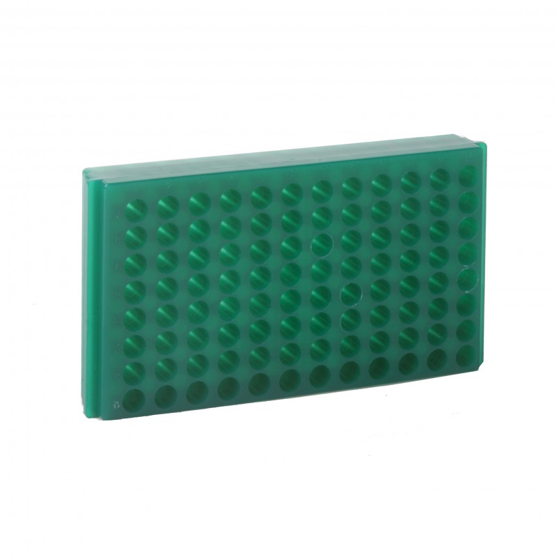 0093 Bio Plas 96-Well Reversible Microtube Rack, Fits 0.5, 1.5 and 2.0mL Tubes, Green