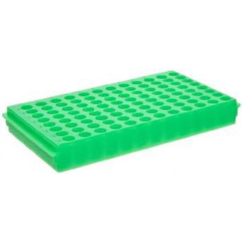 0093F Bio Plas 96-Well Reversible Microtube Rack, Fits 0.5, 1.5 and 2.0mL Tubes, Fluorescent Green