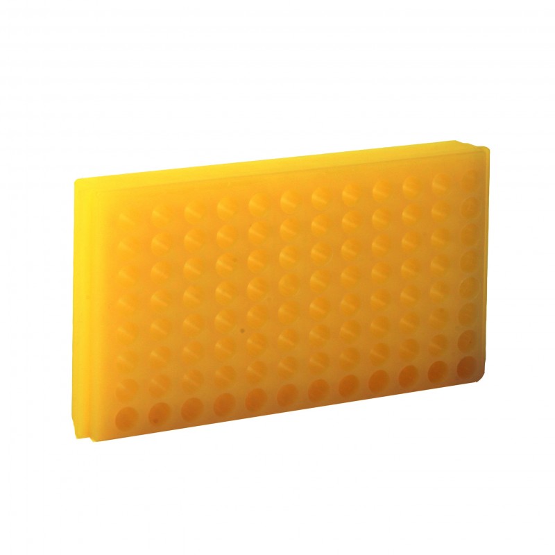 0096 Bio Plas 96-Well Reversible Microtube Rack, Fits 0.5, 1.5 and 2.0mL Tubes, Yellow