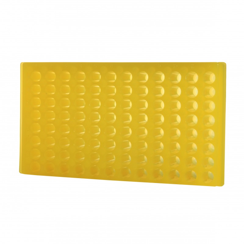 0096F Bio Plas 96-Well Reversible Microtube Rack, Fits 0.5, 1.5 and 2.0mL Tubes, Fluorescent Yellow