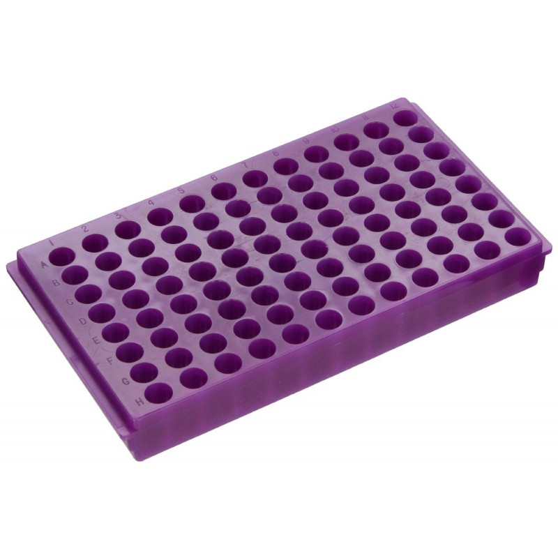 0097 Bio Plas 96-Well Reversible Microtube Rack, Fits 0.5, 1.5 and 2.0mL Tubes, Lavender