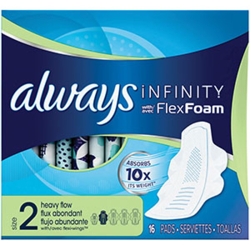 Procter & Gamble Distributing LLC 3700011714 Always Infinity Pads, Super, Unscented, 16/bx, 12bx/cs
