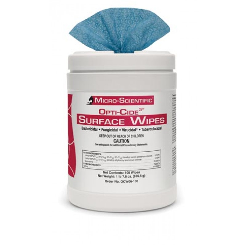 Micro-Scientific, USA OCW06-100 Surface Wipes OPTI-CIDE3®, 7" x 10", 100/can, 6 can/cs (US Only) (60 cs/plt)