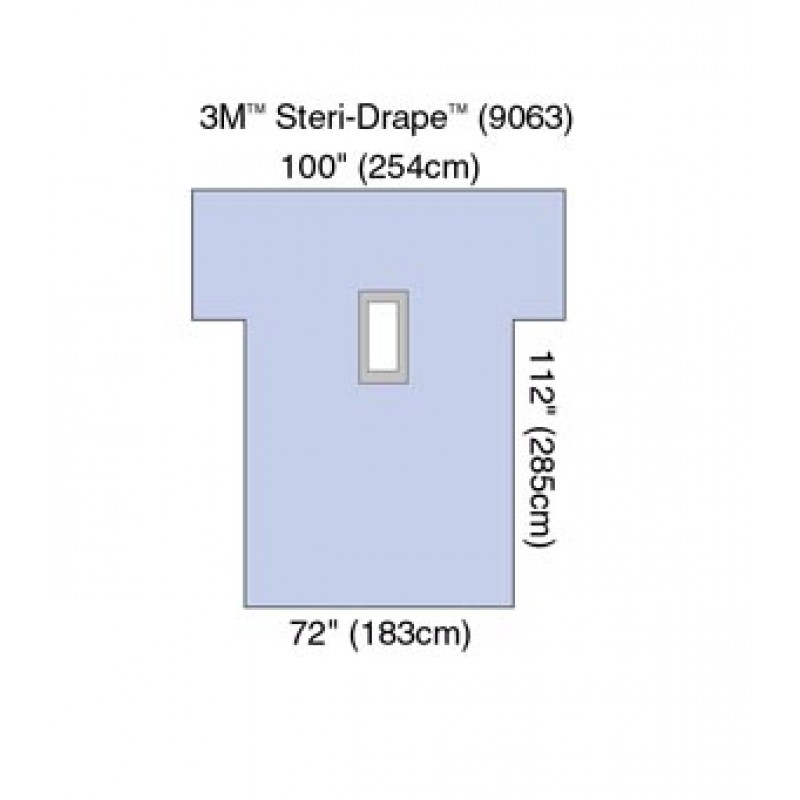 3M Health Care 9063 Steri-Drape Laparotomy Drape, 72" x 112", Absorbent Impervious Material, Rectangular Aperture, Arm Extensions, 10/bx, 2 bx/cs (Continental US+HI Only)