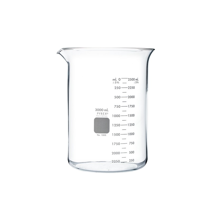 Corning 1000-3L PYREX® Griffin Low Form 3L Beaker, Double Scale, Graduated