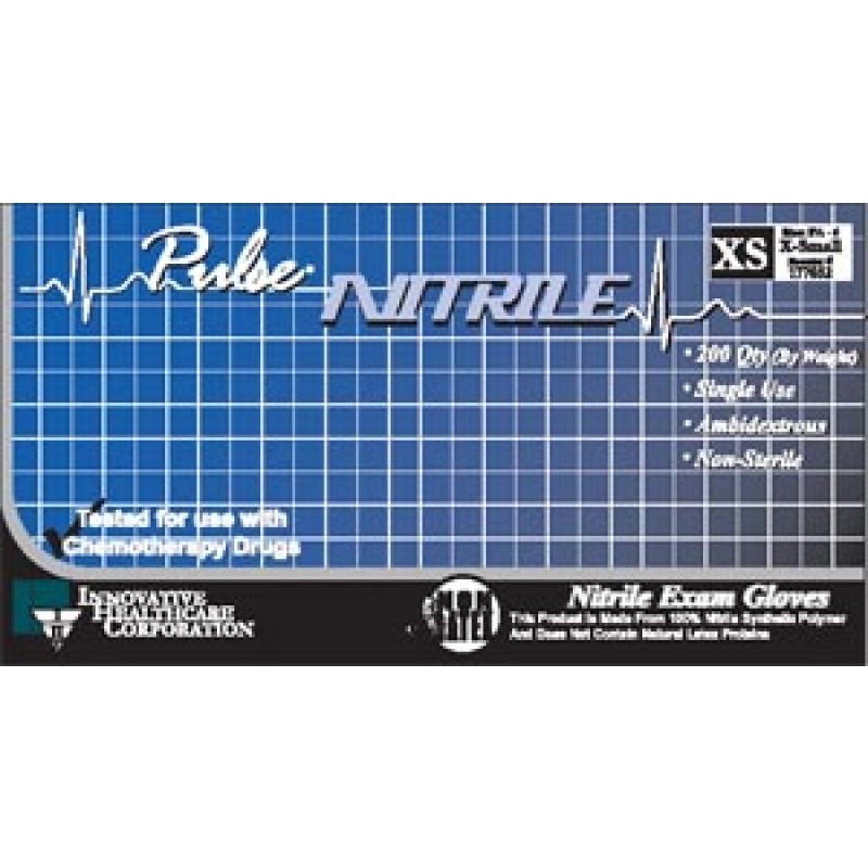 Innovative Healthcare Corp., Inc. 177052 Gloves, Exam, X-Small, Nitrile, Chemo, Non-Sterile, PF, Textured, ThinFilm, Dark Lavender Blue, 200/bx, 10 bx/cs (50 cs/plt)