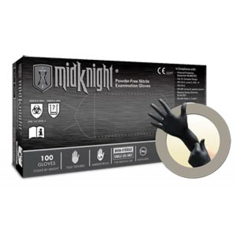 Ansell MK-296-XL Exam Gloves, PF Nitrile, Textured, Black, X-Large, 100/bx, 10 bx/cs (US Only)