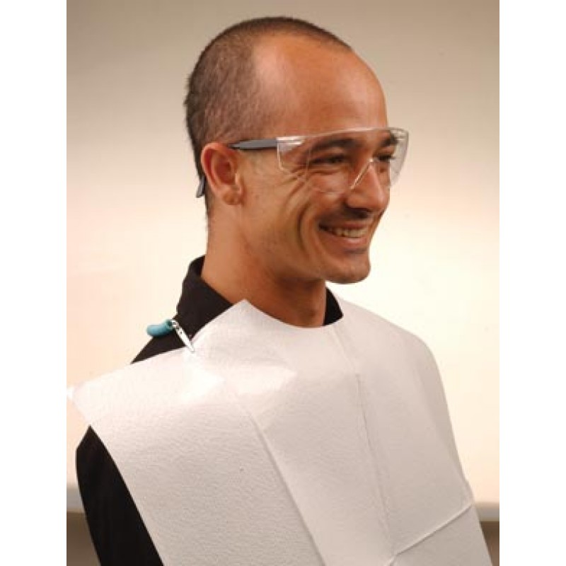 Crosstex International WERUECBL Bib, 3-Ply Paper, Poly, 18" x 22", Blue, 400/cs