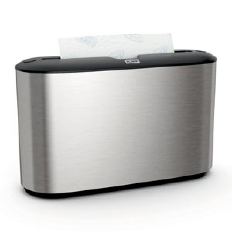 Essity Professional Hygiene North America, LLC 302030 Countertop Dispenser, Hand Towel, Multifold, Universal, Metal/ Plastic, Stainless Steel, 7.9" x 12.7" x 4.6" (136 cs/plt)