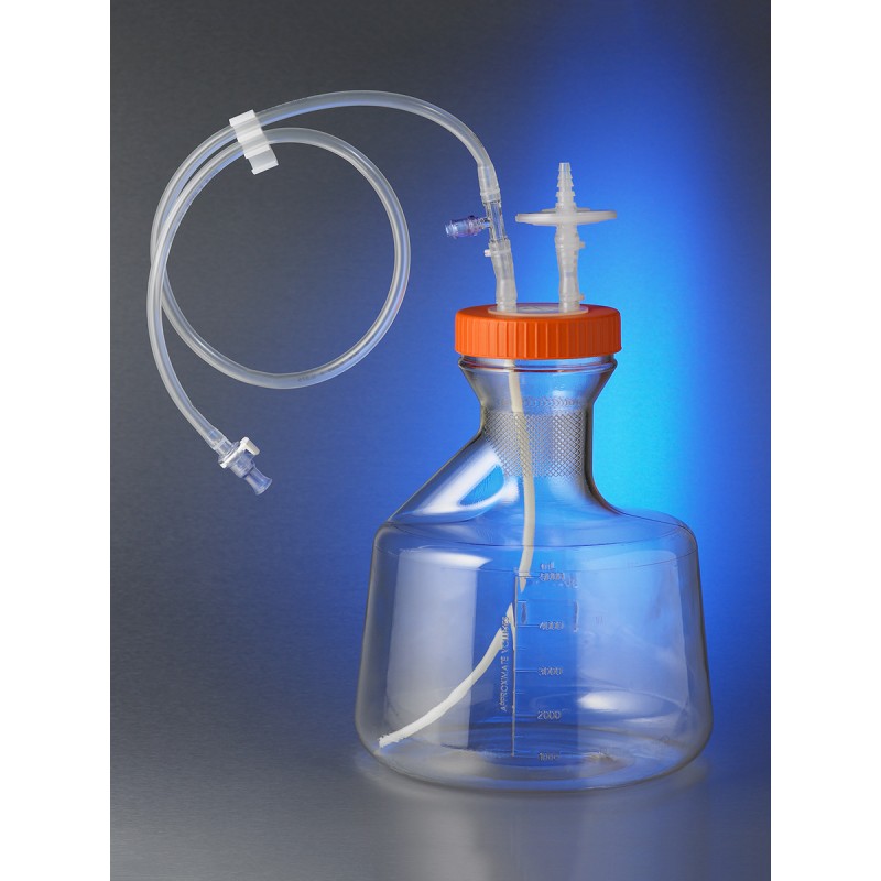Corning 11501 5L Plain Bottom Erlenmeyer Flask with Disposable 100 mm Aseptic Transfer Cap, 0.2 µm Vent, Male MPC, Sterile