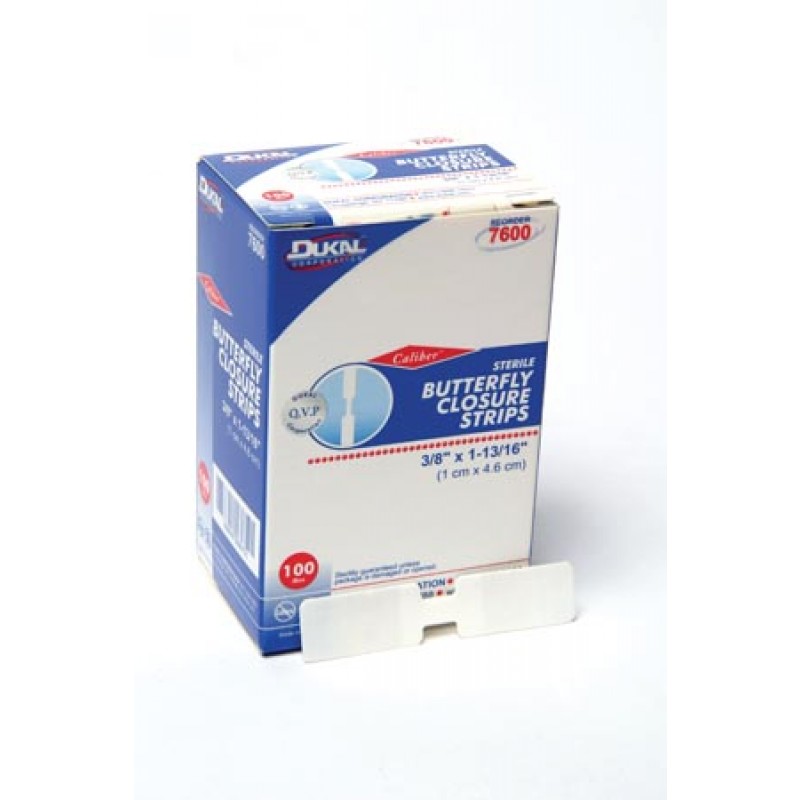 Dukal Corporation 7600 Butterfly Wound Closure Strip, Medium, 100/bx, 24 bx/cs