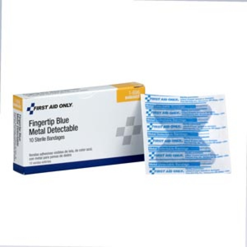 Hygenic/Theraband 1-696 Fabric Fingertip Bandages, Blue Metal Detectable, 10/bx (DROP SHIP ONLY - $150 Minimum Order)