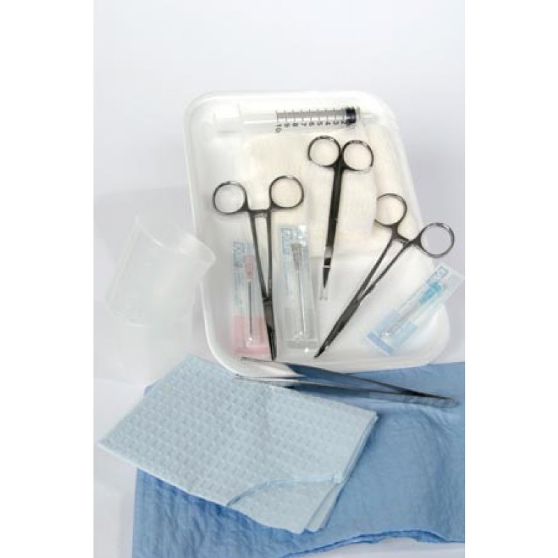 Medical Action Industries 2681 Laceration Tray, Mirror Finish Instruments & Paper Towel/ Drape, 20/cs