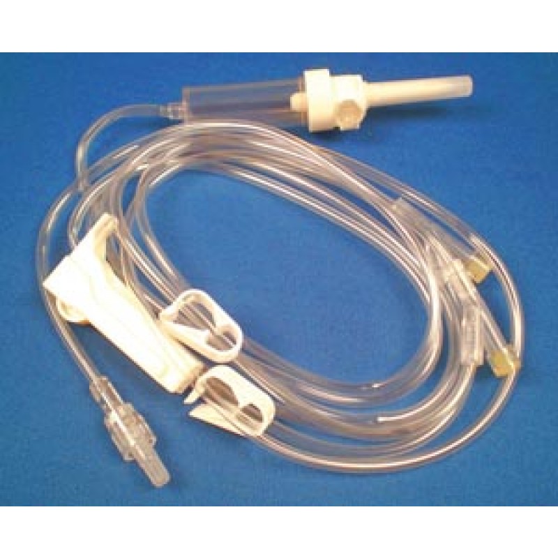 Exel Corporation 29088 IV Administration Set, 15 Drops, Combination Vented/ Non-vented, 2 Y Injection Sites, Option Lock, Roller Clamp, 2 Occlusion Clamps, 105" Tube, 50/cs (60 cs/plt)