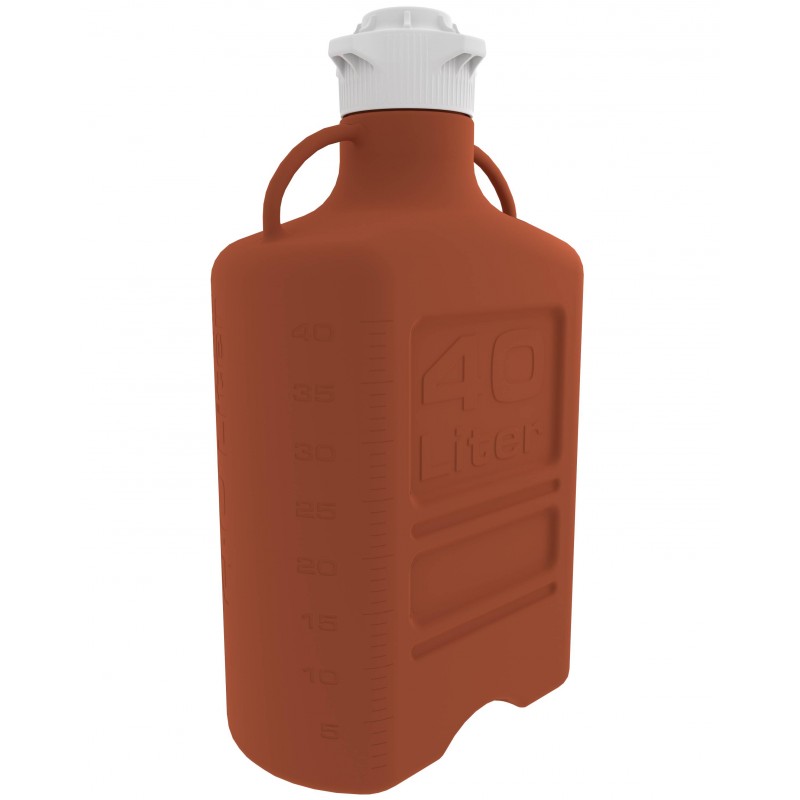 15K-5121-OEM EZgrip® Carboy, 40L, Amber HDPE, 120mm Cap, Foxx Life Sciences 