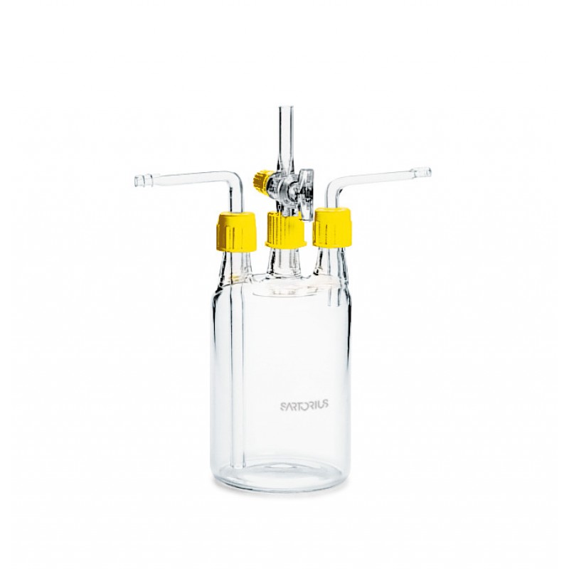 Sartorius woulffs bottle. 500 ml. with stop cock