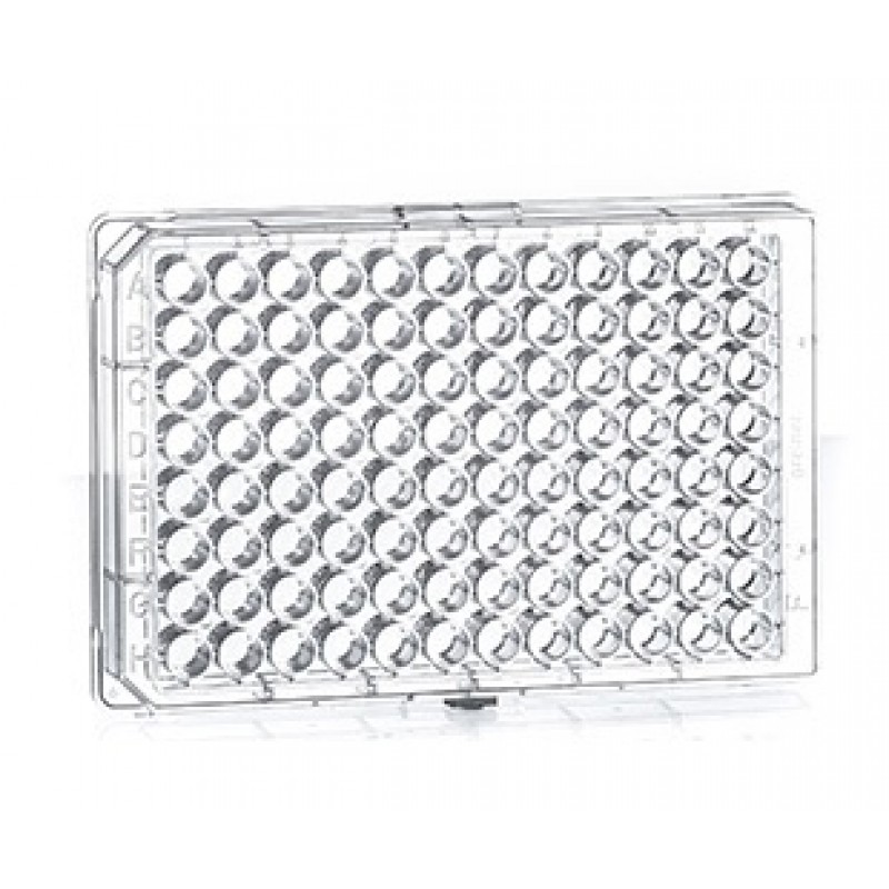 96W UV-Star® Plate (For Lower UV Applications), Flat Bottom, Chimney Style, TC Treated, Sterile, Clear, with Lid (8/pk, 32/case)
