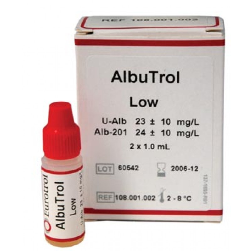 HemoCue America 189002002 AlbuTrol, High Level, 1mL/vial, 2 vials/bx (Ships on ice) (Perishable, Must Be Refrigerated, Non-Returnable) (DROP SHIP ONLY) (Minimum Expiry Lead is 90 days)