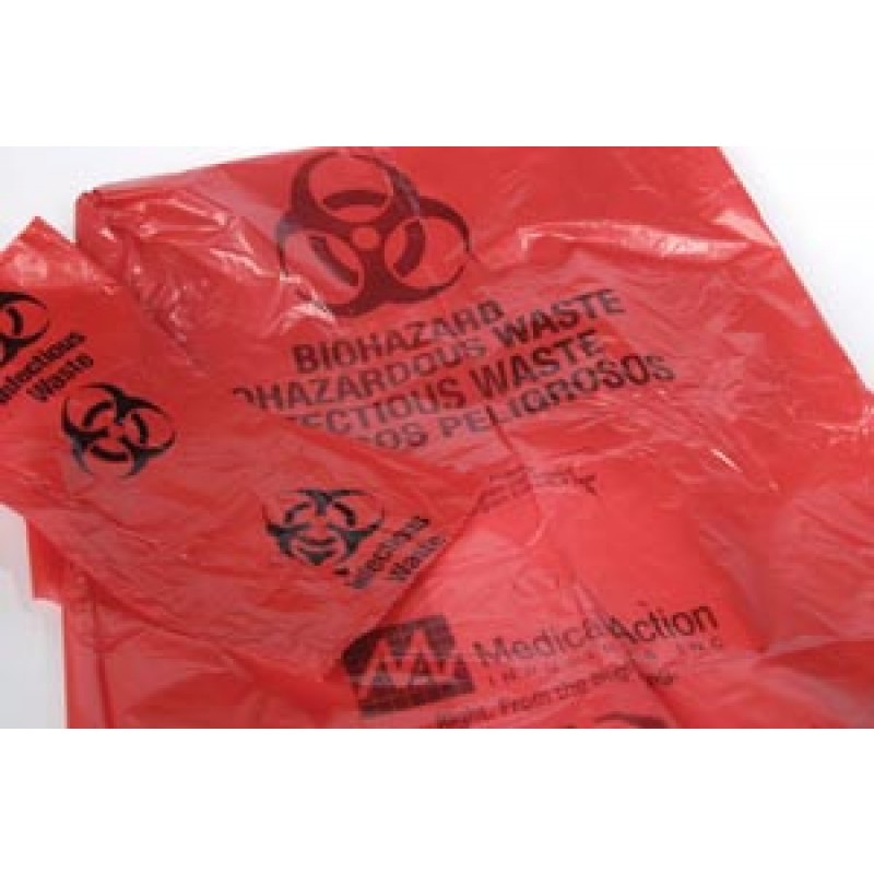 Medegen Medical Products, LLC RD610 Hamper Bags, 11" x 14¼", 1.25 mil, Red, "Biohazardous Waste", 20/rl, 10 rl/cs (120 cs/plt)