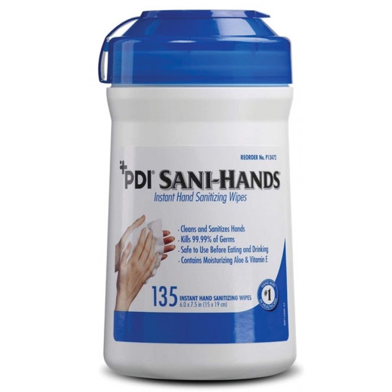 PDI - Professional Disposables, Intl. P13472 Instant Hand Sanitizing Wipe, Medium, 6" x 7½", 135/can, 12 can/cs (40 cs/plt) (026575) (US Only) (Item is considered HAZMAT and cannot ship via Air or to AK, GU, HI, PR, VI) (Products cannot be sold on Amazon.