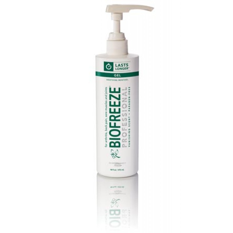 BoxOut, LLC dba BoxOut Distribution 13425 Biofreeze® Professional, 16 oz Gel Pump, Green, 24/cs (Cannot be sold to retail outlets and/ or Amazon) (091787) (US Only) (Item is considered HAZMAT and cannot ship via Air or to AK, GU, HI, PR, VI)
