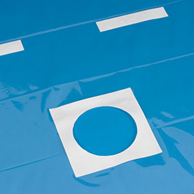 Busse Hospital Disposables, Inc. 691 Drape, 24" x 30", Clear Plastic, 4" Fenestration, Adhesive Patch, Adhesive Strips, Sterile, 100/cs