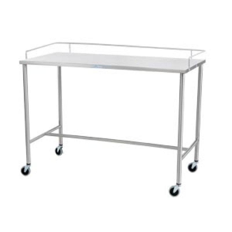 Blickman Industries 0123026100 Sawyer Instrument Table 30"W x 34"H x 26"D On 3" Casters, Brake, 3 Sided Guardrail (DROP SHIP ONLY)