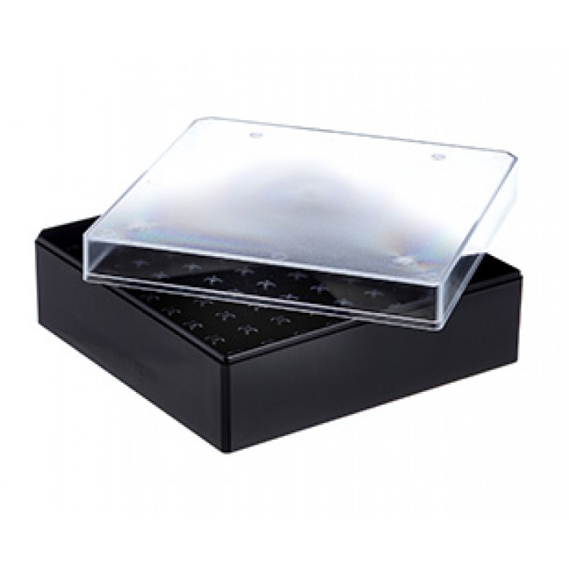 81 way Datamatrix Cryo.s Rack, PC, Black w/Low Profile Clear Lid (for 1 & 2 ml 123263-2DG, 122263-2DG, 126263-2DG)