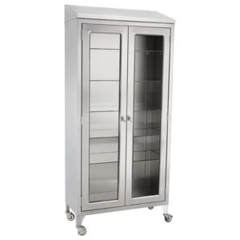 Blickman Industries 1537970000 Paul Cabinet 35 5/8"W x 79 1/4"H x 16"D, (5) Glass Shelves, (2) 3" Casters, Brake (DROP SHIP ONLY)