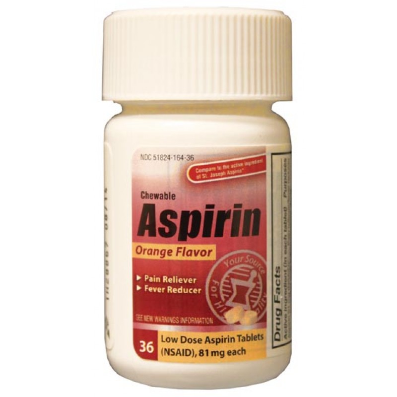 New World Imports CCA36 Aspirin, Chewable Tablets, 81mg, 36/btl, 24 btl/cs, Compare to St. Joseph® Aspirin (Not Available for sale into Canada)