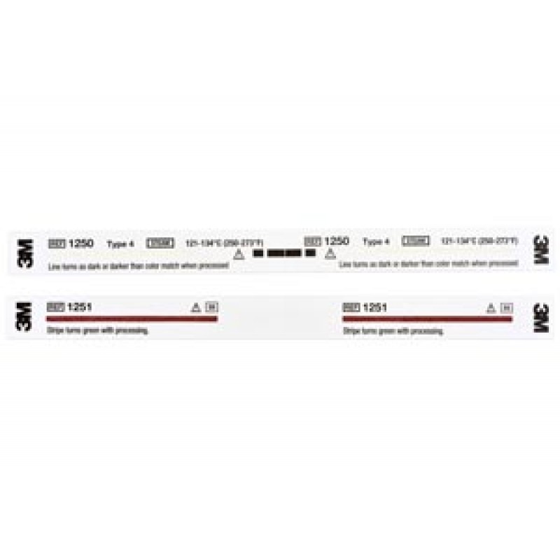 3M Health Care 1251 Indicator Strip For 100% EO & EO Mixture, 5/8" x 8", Color Change From Red to Green, Perforated, 240/bx, 4 bx/cs (Continental US+HI Only)