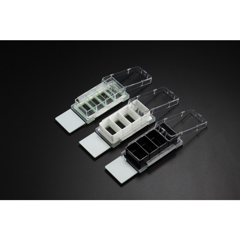 Nest 230114 Cell Culture Chamber Slide, 4 Black Chambers, Glass Slide, Sterile (12 Slides/Case) 