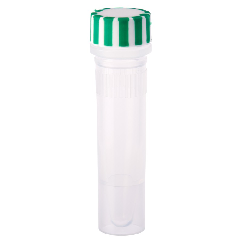 230820 CellTreat 1.5mL Screw Top Micro Tube and Cap, Self-Standing, Grip Band, Green Grip Cap With Integrated O-Ring, Sterile (500/Case)