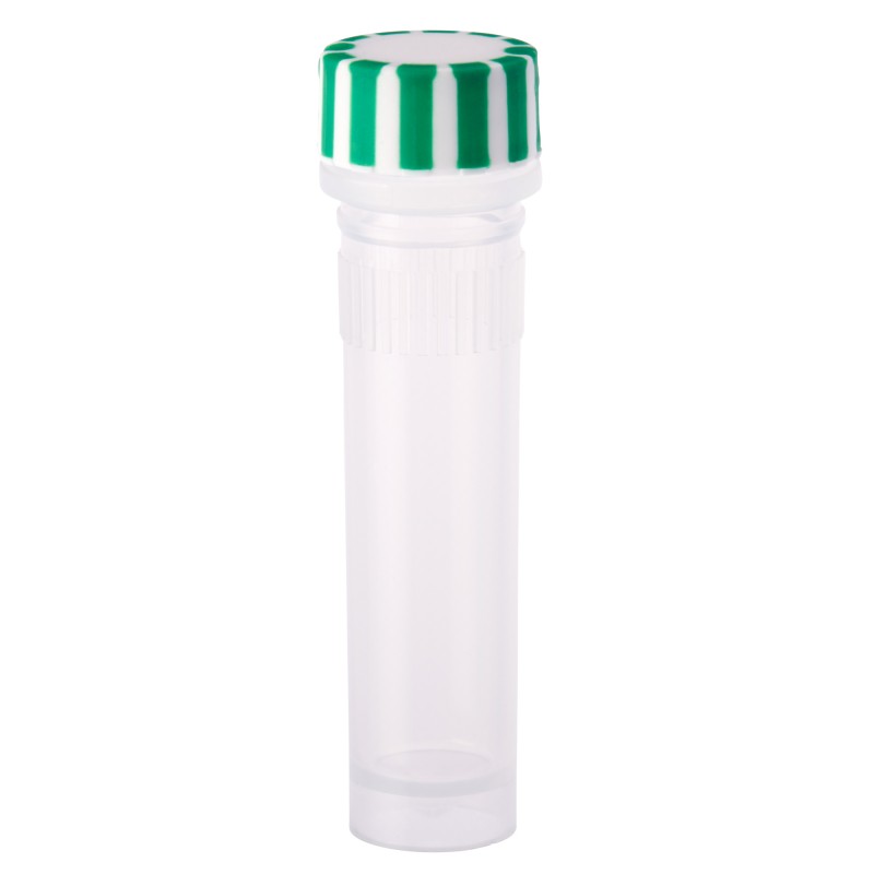 230830 CellTreat 2.0mL Screw Top Micro Tube and Cap, Self-Standing, Grip Band, Green Grip Cap With Integrated O-Ring, Sterile (500/Case)