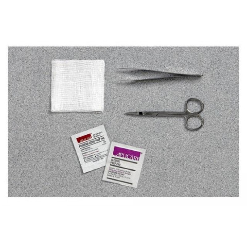Suture Removal Kit, Littauer Scissors, Forceps 5", 3" x 3" Gauze, 12-Ply, Alcohol and PVP-I Prep pads, 50/cs (Continental US Only)