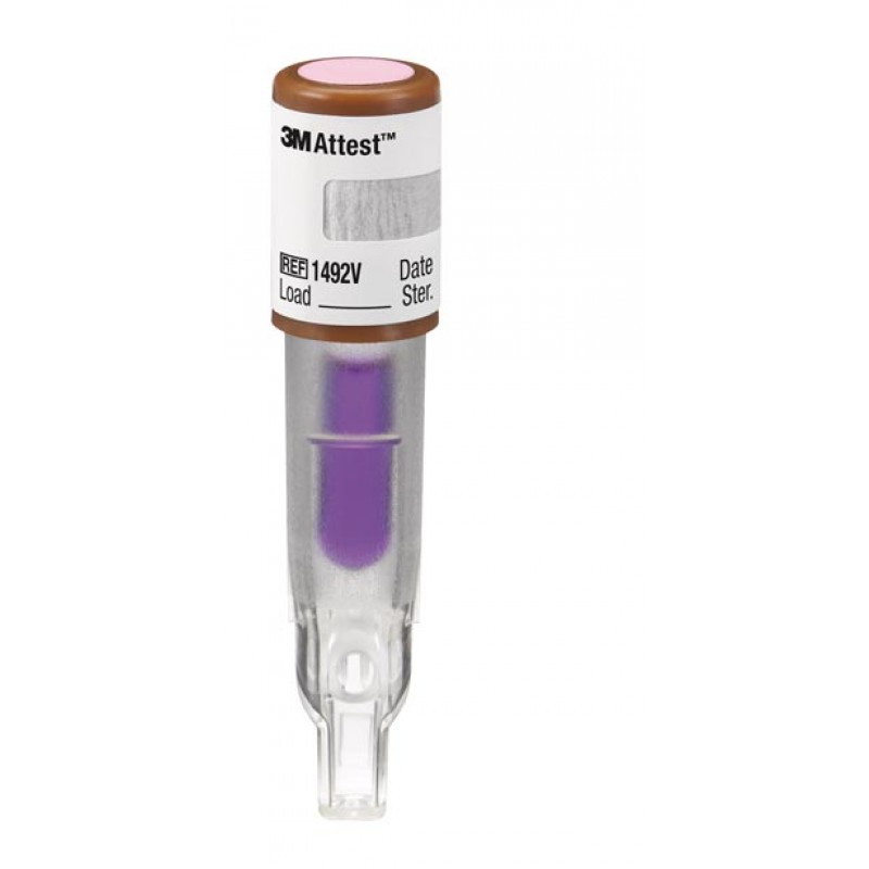 3M Health Care 1492V Super Rapid Readout Biological Indicator, 24-Minute Readout for 132°C (270°F), 3 or 4-Minute and 135°C (275°F) 3-Minute Steam Sterilization Cycles, Brown Cap, 50/bx, 4 bx/cs (Continental US+HI Only)