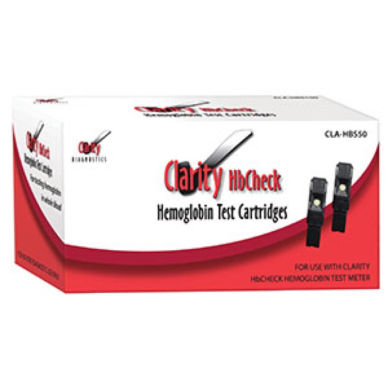Clarity Diagnostics, LLC CLA-HBS50 Clarity HbCheck Hemoglobin Strips, CLIA Waived, 50/bx (Packaged 10 strips/vial - 5 Vials/bx), 60 Pipettes and (1) Code Chip