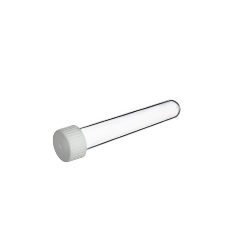 Test Tube, 12mL, 16x100mm, WHT Screw Cap, PPN, RND BOT