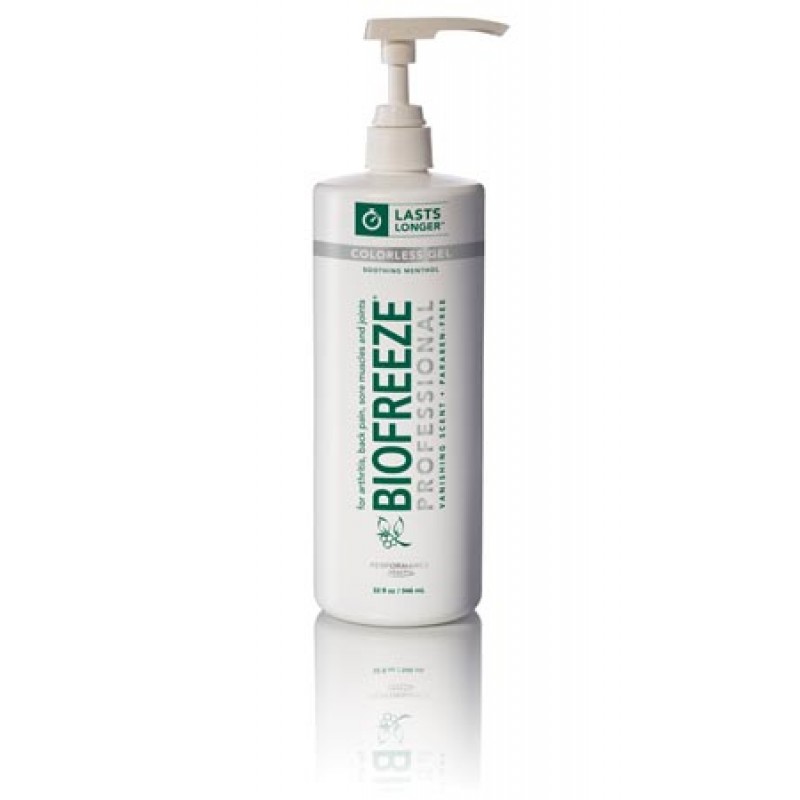 BoxOut, LLC dba BoxOut Distribution 13431 Biofreeze® Professional, 32 oz Gel Pump, Colorless, 16/cs (36 cs/plt) (Cannot be sold to retail outlets and/ or Amazon) (091789) (US Only)  (Item is considered HAZMAT and cannot ship via Air or to AK, GU, HI, PR, 