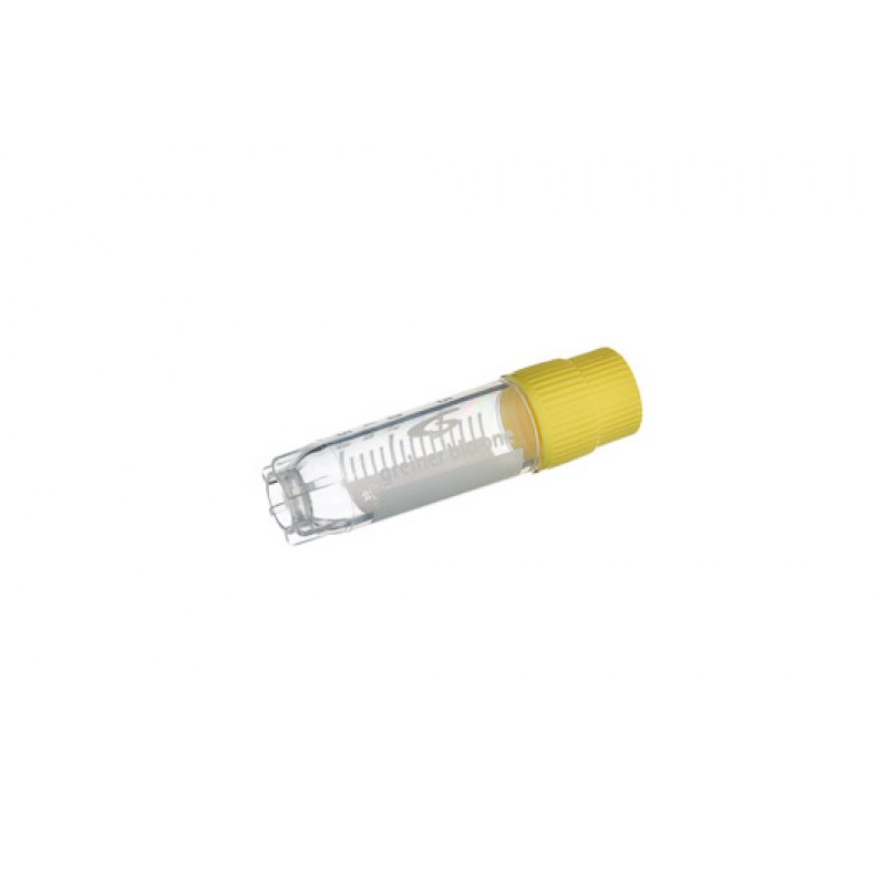 2 mL Cryo.s Tube, PP, Sterile, External Thread Yellow Cap, ID Field, Starfoot Base, Round Bottom, 150 White Cap Inserts per CS