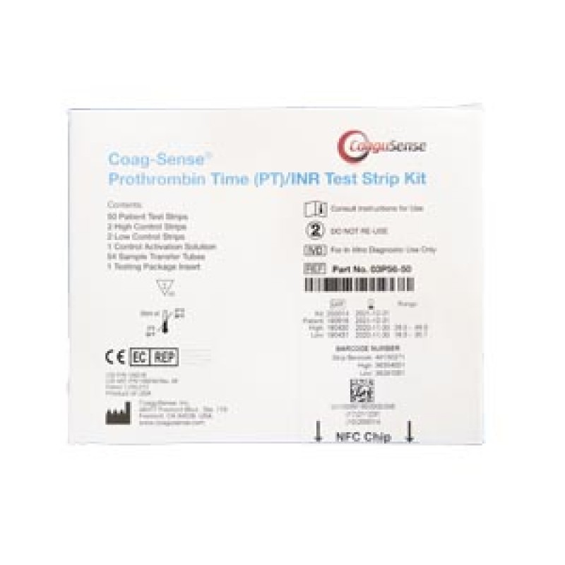 CoaguSense Inc. 03P56-50 PT/INR Test Strip Kit, Includes: (50) Patient Test Strips, (2) High and (2) Low Control Strips, (1) Control Activation Solution Vial, (54) Sample Transfer Tubes with Plungers, (1) Package Insert (Ships via Air) (US Only)