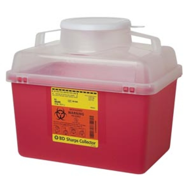 BD 305457 Sharps Collector, 6 Gal, Open, Clear Top, Large Open Cap, 12/cs (Continental US Only) (Drop Ship Requires Pre-Approval)