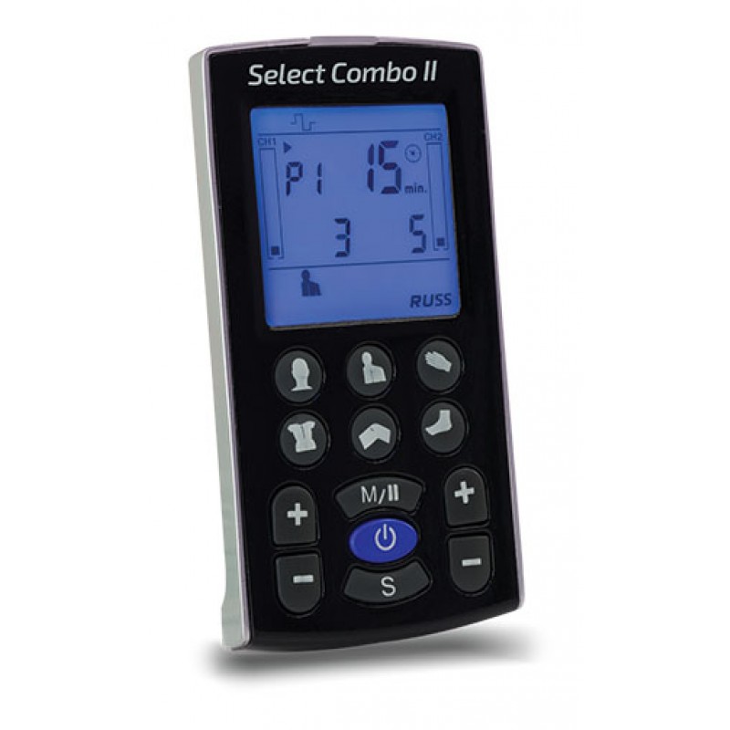 Compass Health DI2195 Select Combo II Pain Relief System, Full Kit Includes the Following: 4 Pack of InTENSity Electrodes, Pair of Lead Wires, Lithium Ion Battery, Wall/USB Charger, Belt Clip, Instruction Manual, Qucik Start Guide, and Carrying Case, Bas