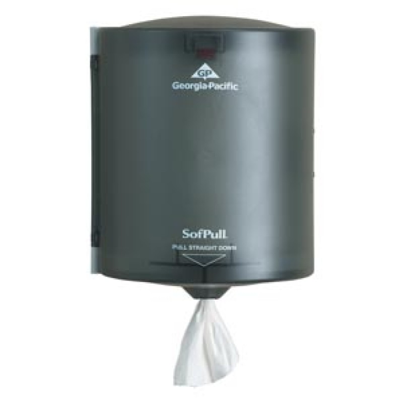 Georgia-Pacific Consumer Products 58204 SofPull® Translucent Smoke Regular Capacity Centerpull Towel Dispenser, 9¼"W x 8¾"D x 11½"H, 1/cs (DROP SHIP ONLY)