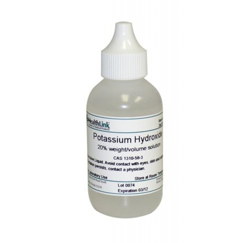 EDM3 Company LLC 400536 Potassium Hydroxide, 20%, Dropper Bottle, 2 oz (Item is Non-Returnable) (US Only) (Item is considered HAZMAT and cannot ship via Air or to AK, GU, HI, PR, VI)