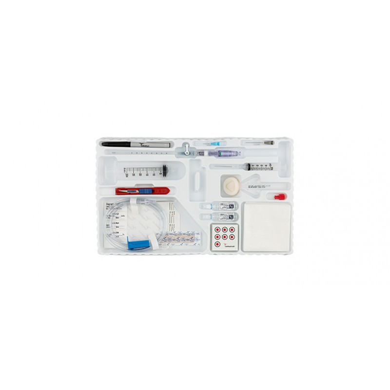 32-Piece Safety Centesis Tray with Covidien Turkel Safety Fluid Drainage System, 8FR, 5", and Drug, 10/cs (Continental US Only) (Temporarily Unavailable for Sale)