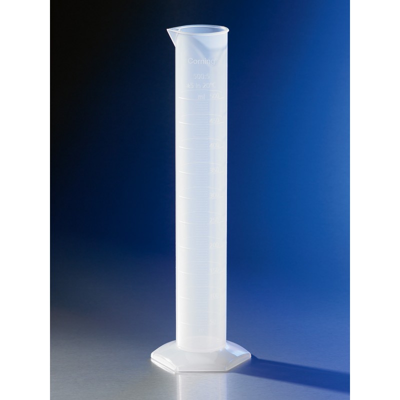Corning 3022P-25 Corning® Single Metric Scale, 25 mL Reusable Plastic Graduated Cylinder, Polypropylene, TC with Funnel Top